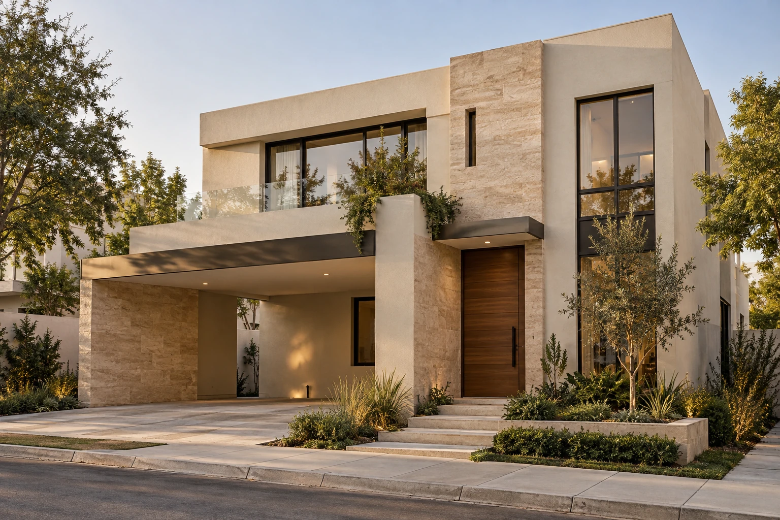 Fachada de una vivienda contemporánea, imagen conceptual de servicios inmobiliarios